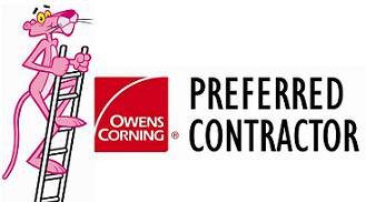 A logo for owens corning and preferred contractor.