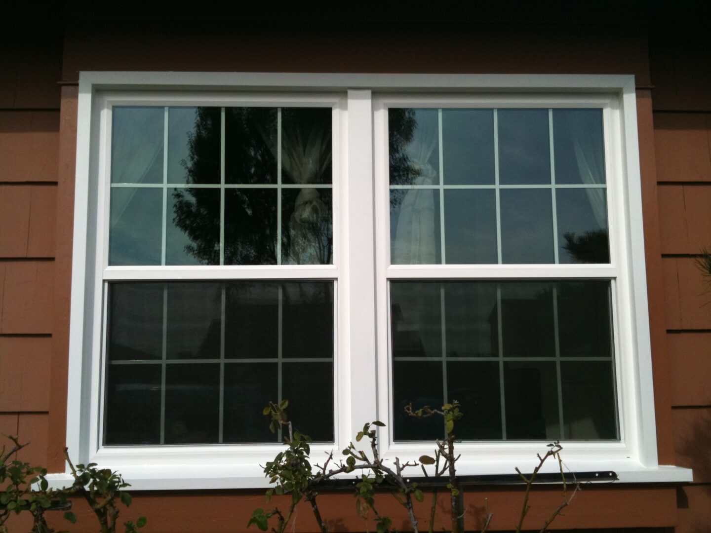 A window with two sets of windows in it.