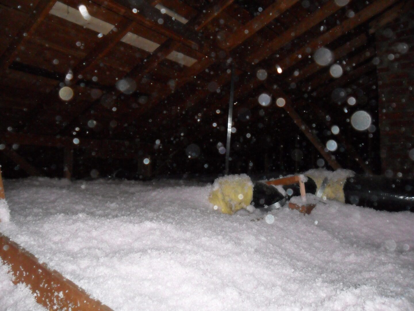 A room filled with white foam and snow.