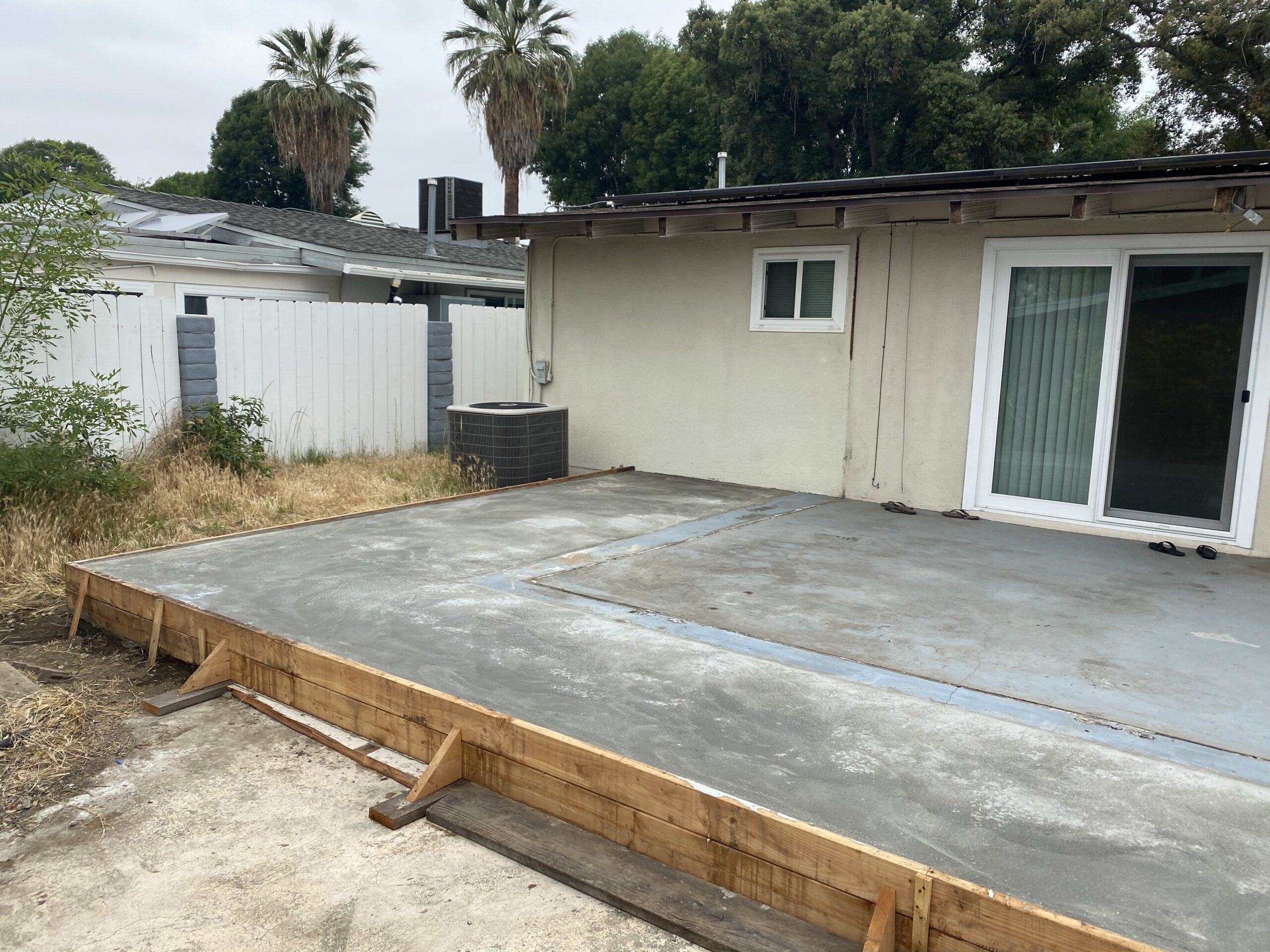 A concrete slab that has been laid on top of it.